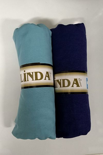 Alinda Home 2-Piece Solid Color Elastic Sheet Cotton Ranforce Woven Fabric (mint-navy blue)