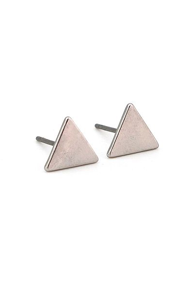 Solfera Matte Gray Colored Triangle Shaped Men's Women's Earrings E878