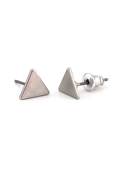 Solfera Matte Gray Colored Triangle Shaped Men's Women's Earrings E878