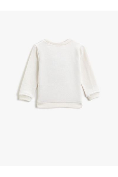 Koton Kids Baby Boy White Printed Crew Neck Long Sleeve Sweatshirt