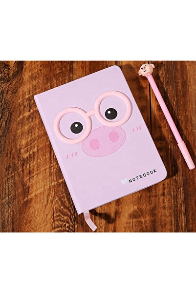 Gojoy Tech & Gifts Sevimli Domuz Defter Kalem Seti - Pembe