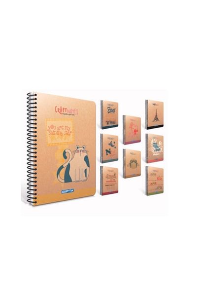 Gıpta Craft Notes A4 Caiet cu copertă rigidă cu spirală (hârtie crem) 100 Yp. În dungi (pachet de 2)