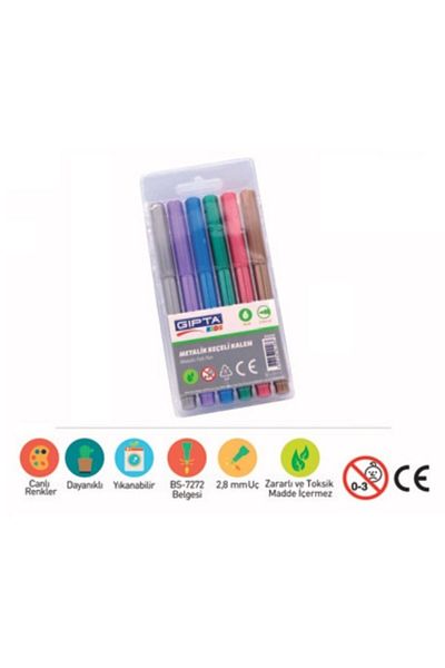 Gıpta Felted Crayons with PVC Bag 6 Metallic Colors K4040