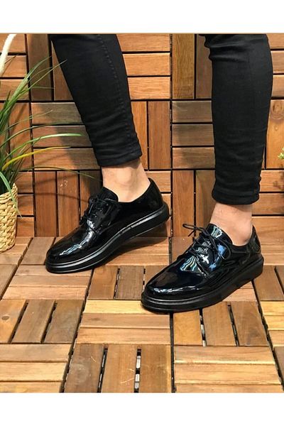Chekich Ch003 Patent Leather St Men's Shoes Black