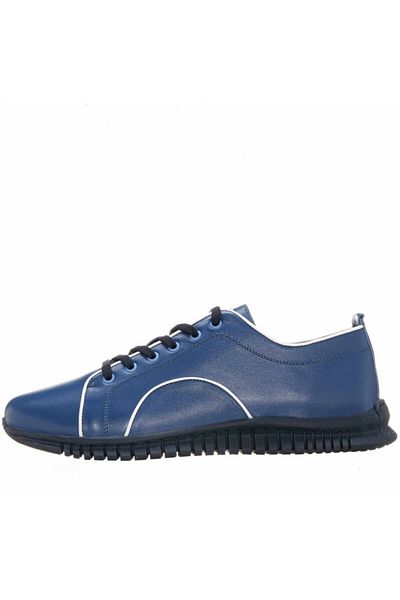 İriadam N1959 Navy Blue Large Size Men's Leather Sports Shoes Comfortable Wide Fit New Season Rubber Sports Sole
