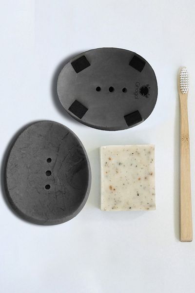 Ghogol Home Elliptical Concrete Soap Dish - Dark Gray