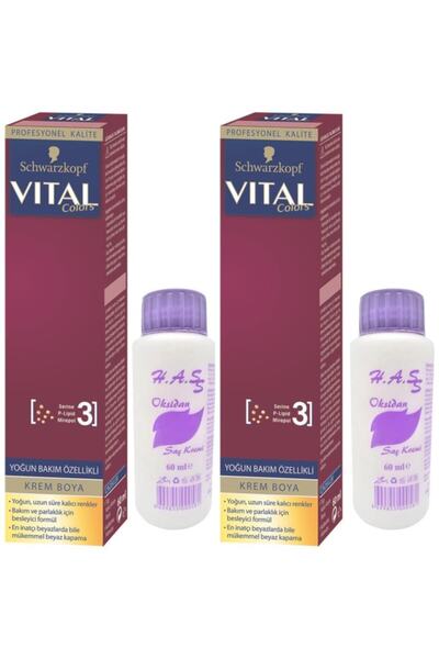 SCHWARZKOPF HAIR MASCARA Schwarzkopf Vital Colors Saç Boyası Gece Siyahı-1-1+oksidan (2 Adet)