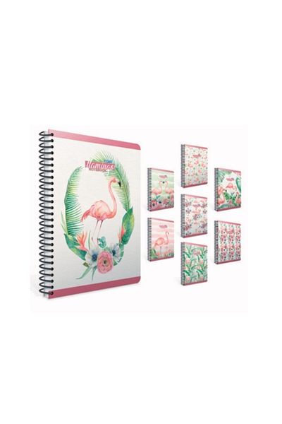 Gıpta Flamingo Spiral Hard Cover Notebook 17x24cm 100 Sheets Checkered (Pack of 3) 4174