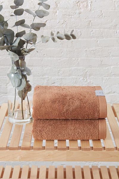 Upline Mauro 100% Organic Cotton Brown 2-Piece Hand / Face Towel (50X90)