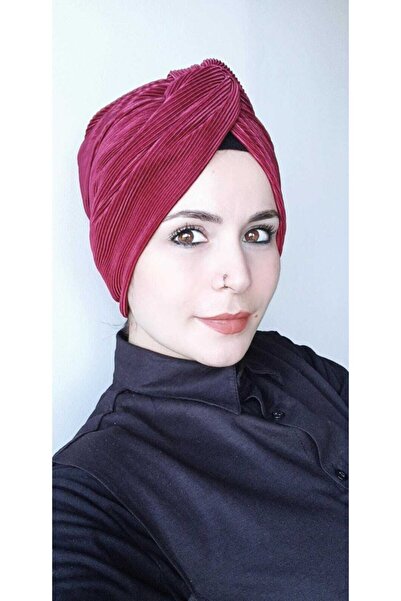 BAV Butik Ayvitrin حجاب مطوي عقدة بونيه بورجوندي