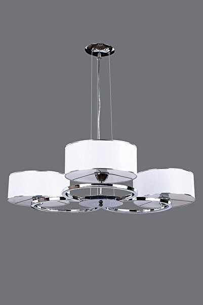 Avize çarşısı , Natali 3 Lü Avize, Krom Kaplamalı Metal Kasa, Beyaz Renkli Ku...