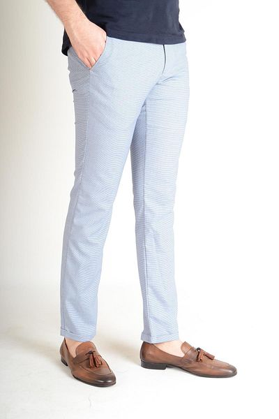 Luppo Club Pantaloni albaștri slim fit pentru bărbați - model picioare de hâine, iepure