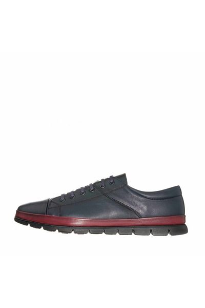 İriadam Eu1840 Navy Blue Claret Red Leather 4 Seasons Large Size Men's Shoes