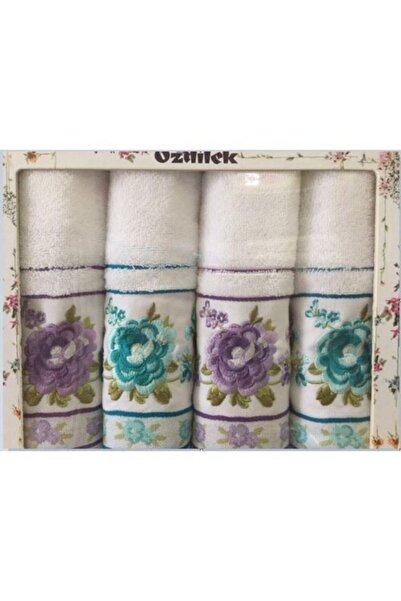 Özdilek Σετ Πετσέτες Lilac-Mint Viola 4 τεμαχίων κεντημένες