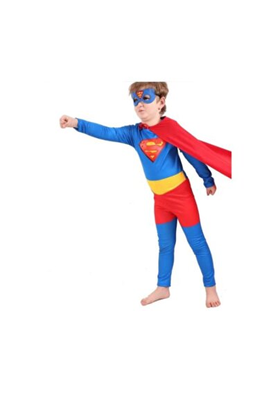 SEDİRLİ Superman Kostümü Maskeli Pelerinli Basic Kostüm