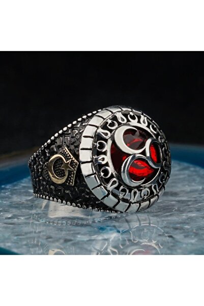 Takıhan 925 Ayar Gümüş 3'lü Hilalli Erkek Yüzük