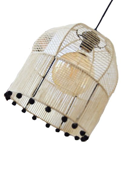 C&A&B KUZEY AVİZE Wicker Rope Wrapped Pompom Design Pendant Lamp Chandelier