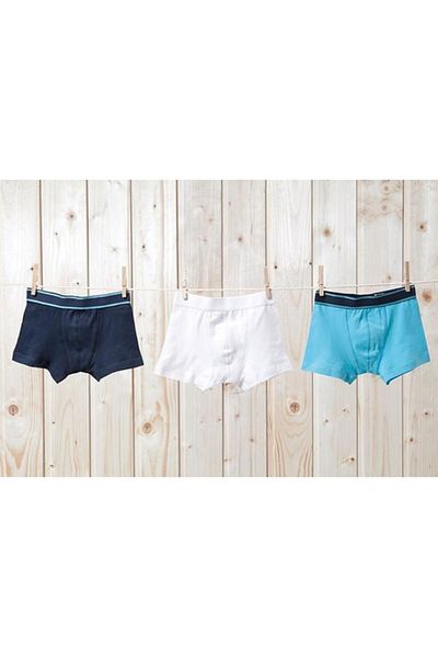 Blackspade Boy's Boxer 3 Pack 9395 - Navy Blue Aqua White