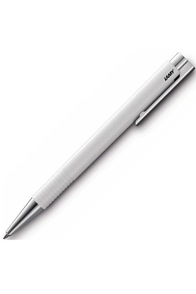 Lamy White Logo Ballpoint Pen - Plastic Body and Metal Clip 204mt-b