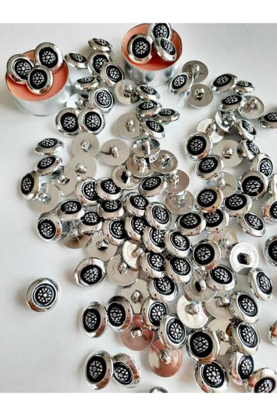 canan dizayn Metalize Düğme Ayaklı Nikel 18 Mm 15'li Paket.