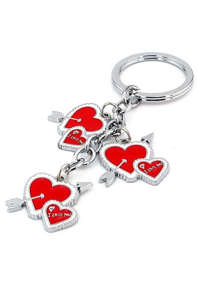 Solfera Red Heart Arrow Love I Love You Metal Keychain Kc869