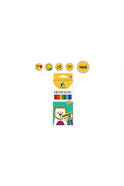 Adel Dry Paint Pen with Erasable Eraser 12 Colors 2112000001