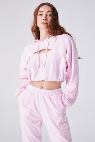 BERFUĞ KIRAN Göğüs Detaylı Kapüşonlu Sweatshirt