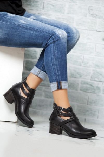Deripabuc Genuine Leather Black Women's Leather Boots Trc-0703