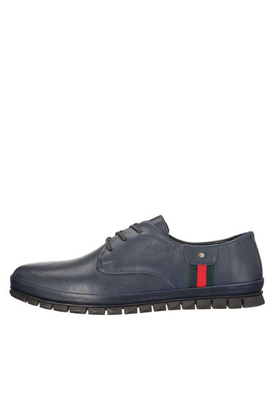 İriadam Ag8800 Navy Blue Large Size Calf Leather Comfortable Wide Fit Men's Sports Shoes
