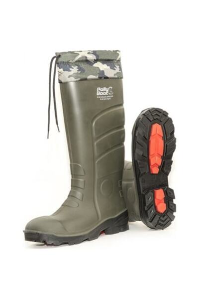 Polly Boot Galaxy Vega S4 Boğazlı Haki Renk Çizme Avcı Kamp Balıkçı Botu Kamu...