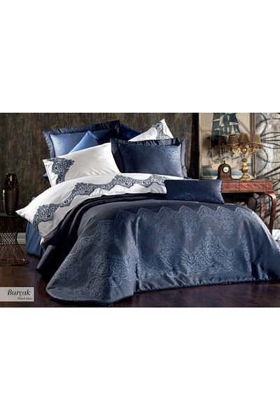 Vinaldi Burçak Petrol Blue 10 Piece Bedspread Set