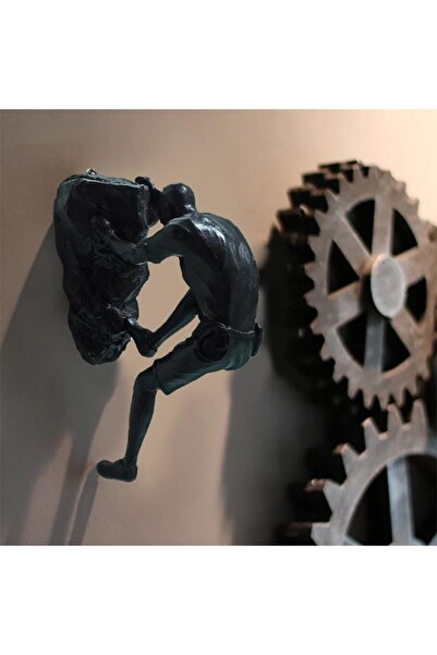 CajuArt Dağa Tırmanan Adam Temalı Modern Duvar Dekoru Biblo Süs Dağcı Adam Biblo