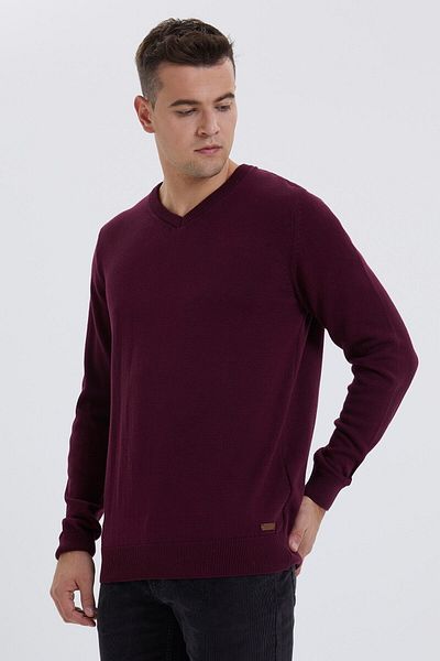 Lee Cooper Men's Aiden V-Neck Sweater Burgundy 201 LCM241027
