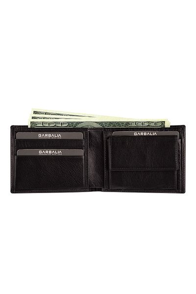 Garbalia Classic Black Men's Coin Portfolio with Genuine Leather Coin Holder