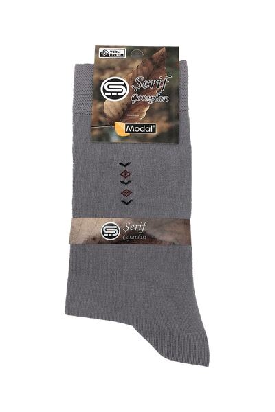 Şerif 6'lı Gri Dikişsiz Modal Erkek 200 Iğne Mevsimlik Çorap