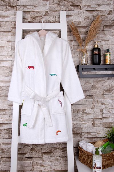 Baveno 100% Cotton Animal Embroidered Children's Bathrobe