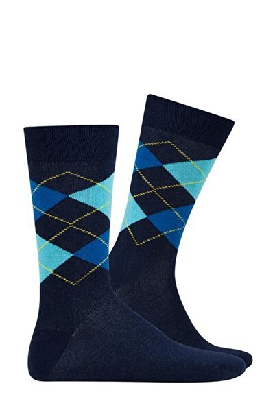 D'S Damat Мъжки чорапи с тартан, тъмносини