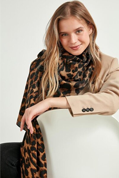 FELLMENS Flc10862 Καφέ σάλι με σχέδιο λεοπάρ