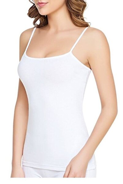 bonbonetti Жіноча біла майка на бретельках зі 100% бавовни (6 штук)