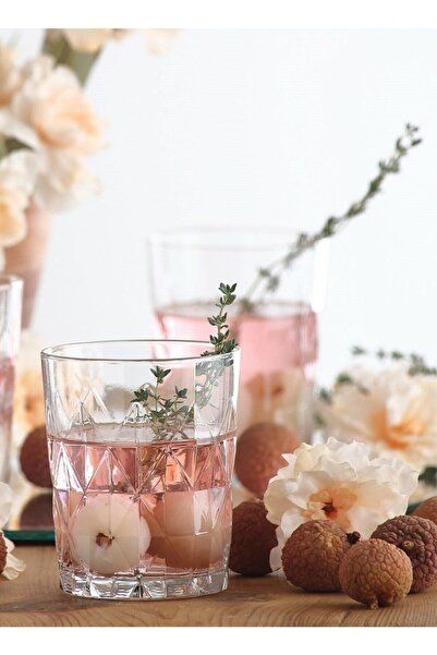 Emr züccaciye Lav Keops Embossed Water Glass Set of 6 Water Soft Drink Glasses Keo366