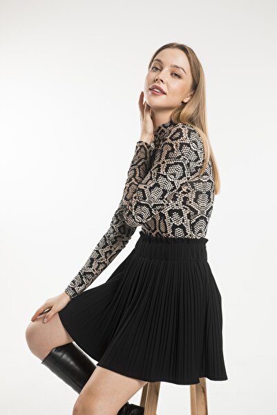 ladyzey Дамски боди с половин поло яка и змийски мотив