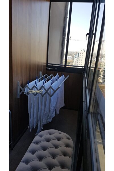 COMPACT Akordiyon Çamaşır Kurutma Askısı Paslanmaz Alüminyum 9 Metre Askı Ala...