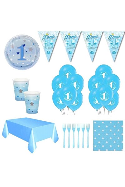 Parti Furyası Erkek Bebek Doğum Günü Süsleme Seti 1 Yaş Konsepti 1 Yaş 8 Kişilik