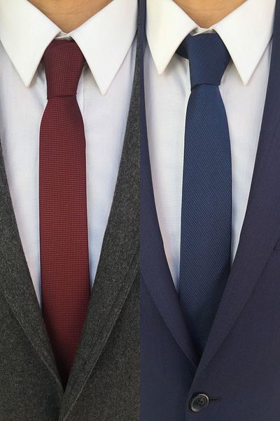 Kravatistan Claret Red And Dark Blue Tie Handkerchief Set 5.5 Cm 4k011600