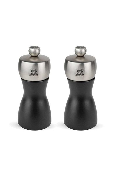 Peugeot 2-Piece Black Pepper+Salt Bowl Set Fidji Bushy/Inx Black 12cm 097scr221283