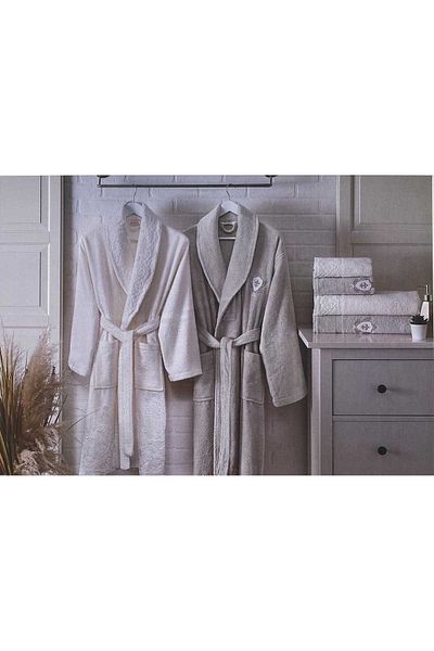 Özdilek Ece Taş-krem Family Bathrobe Set