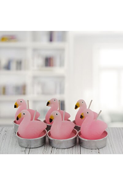 mutlu adım 6 Adet 4cm Flamingo Tealight Mum