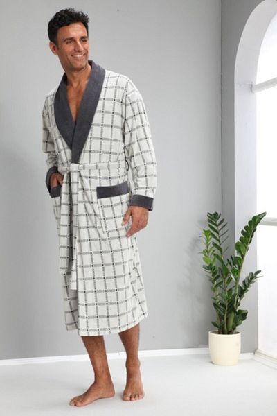 Nuşa Ανδρική ρόμπα καρό Jacquard Bambo Cotton