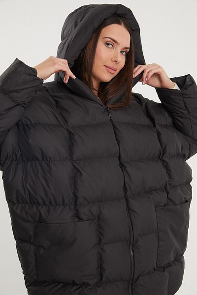 ZUQA STORE Γυναικείο παλτό με κουκούλα Oversize Μαύρο Puffer