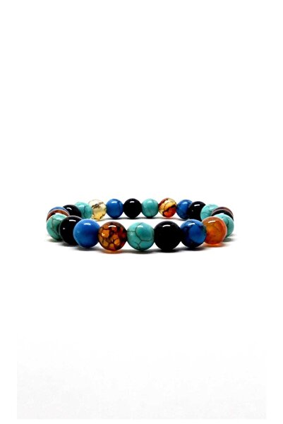 Kusakli Havlit-akik-turkuaz-oniks Doğaltaş Bileklik 72367bl